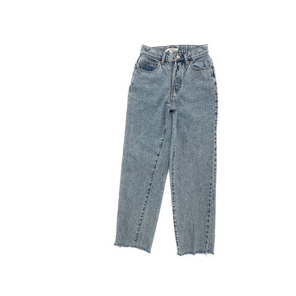 PacSun High Rise Straight Button Fly Raw Hem Womens size 23 Blue Denim Jeans - Picture 1 of 5
